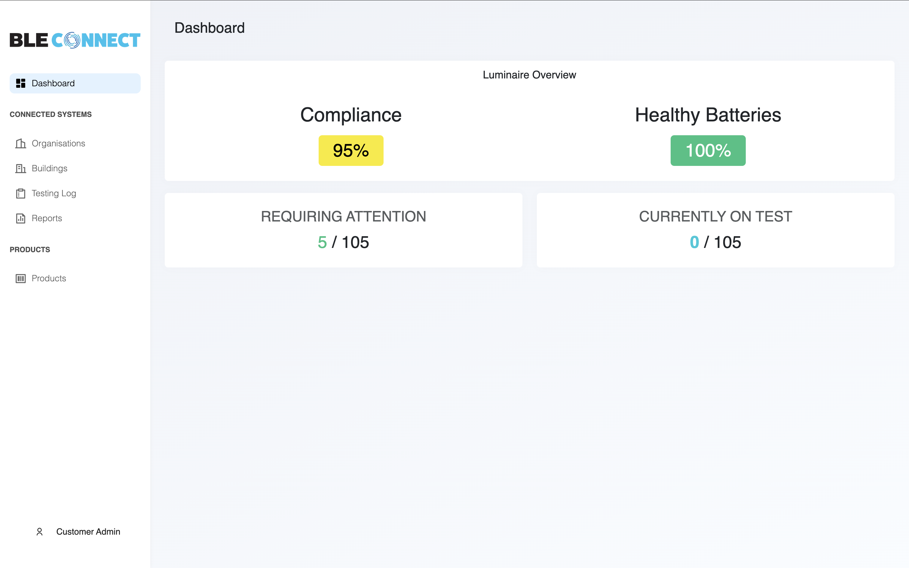 Screenshot of the BLE Connect web-app