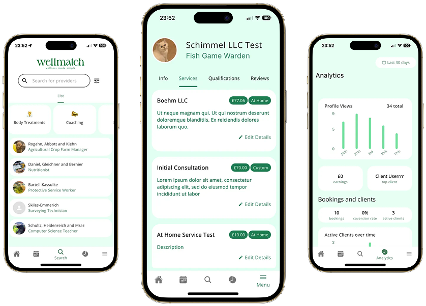 Wellmatch design mockup